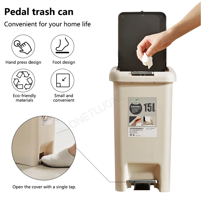 Пластиковая корзина для мусора большого размера квадратные мусорные баки с