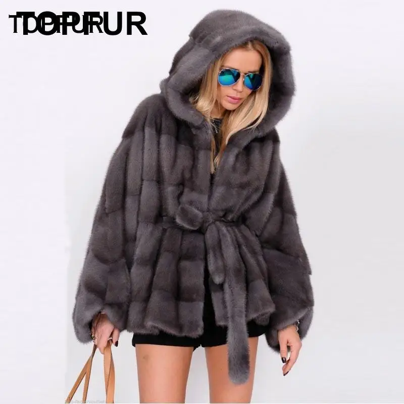 Женская короткая шуба из меха норки с капюшоном|Шубы и дубленки| |