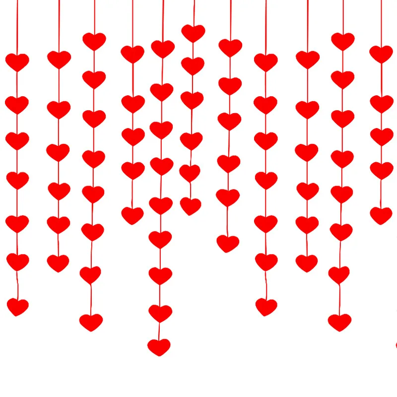 

60 комплектов красное сердце подвесная гирлянда чувствовал баннер DIY Шторы дома Свадебная вечеринка День Святого Валентина День Рождения Де...