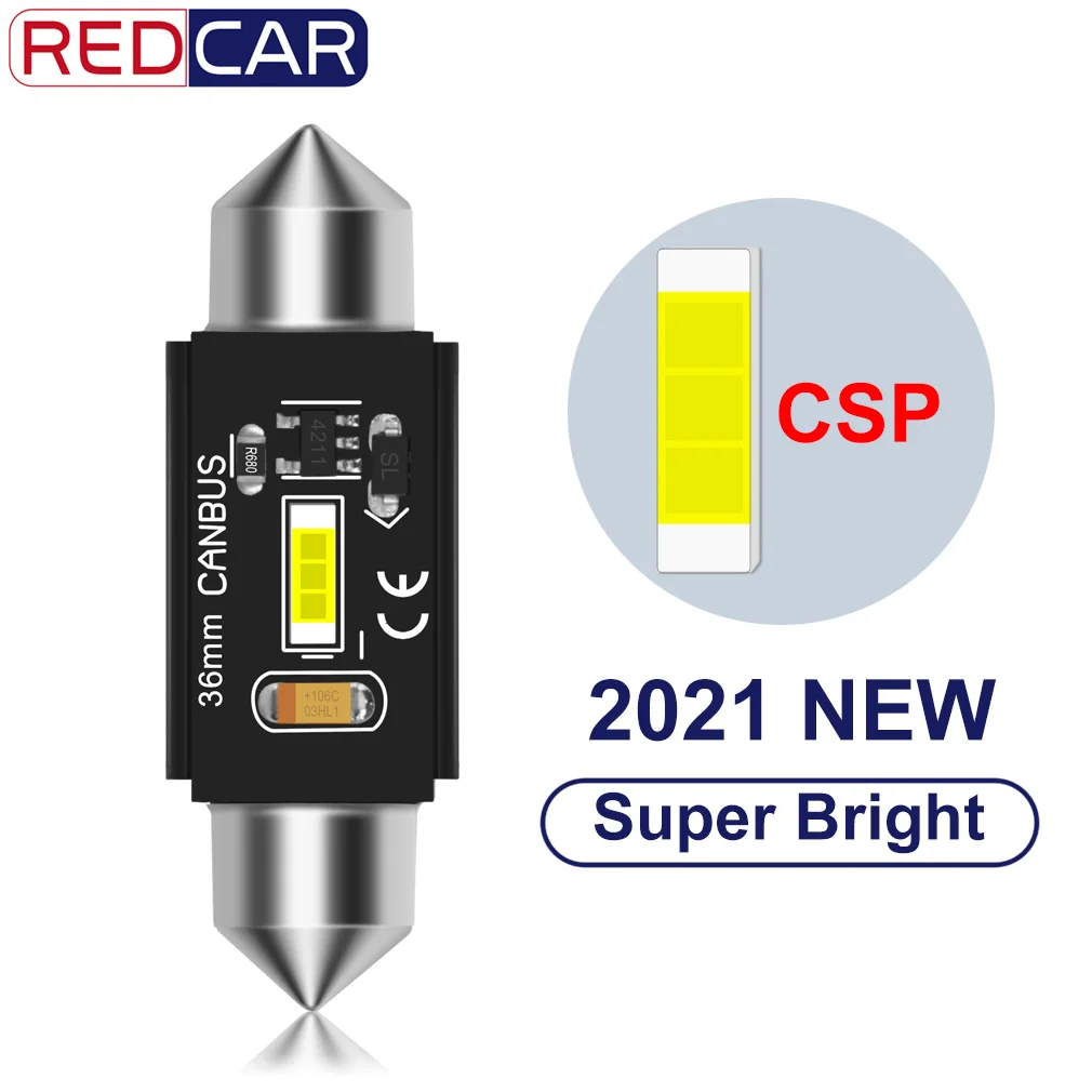 1pcs CSP Chips Canbus C5W C10W Led Bulb 31mm 36mm 39mm 41mm Car Festoon Light Interior Dome Reading Lights 6000K Pure White | Автомобили и