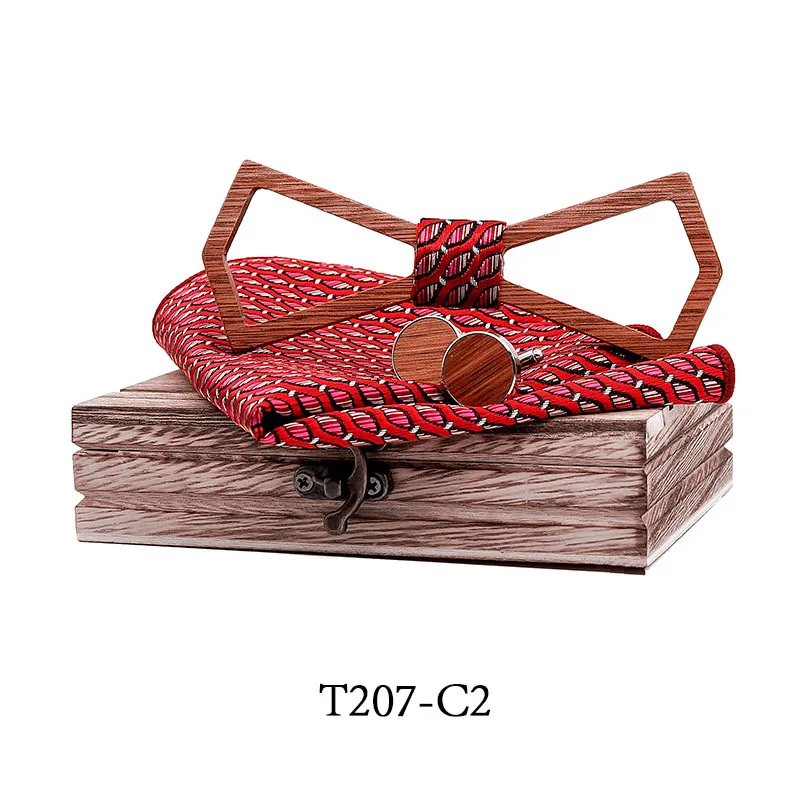 

2020 Novelty Mens Suits Wooden Bowtie Hollow Carved Wood Bow Tie Handkerchief Cufflinks Sets for Wedding Papillon Corbatas