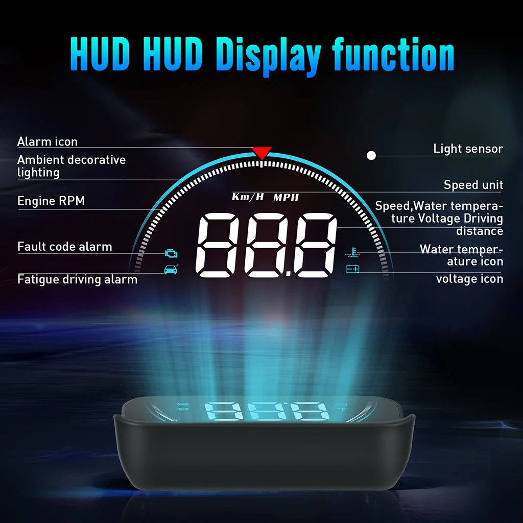 M8 автомобильный HUD Дисплей OBD2 II система предупреждения о превышении скорости