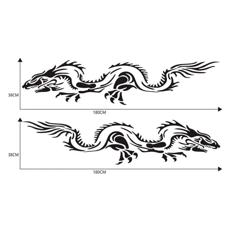 1 Pair 180 x 38 CM PVC Car Stickers and Decals Dragon Totem Pattern Creative Refit Racing Side Body Sticker | Автомобили и
