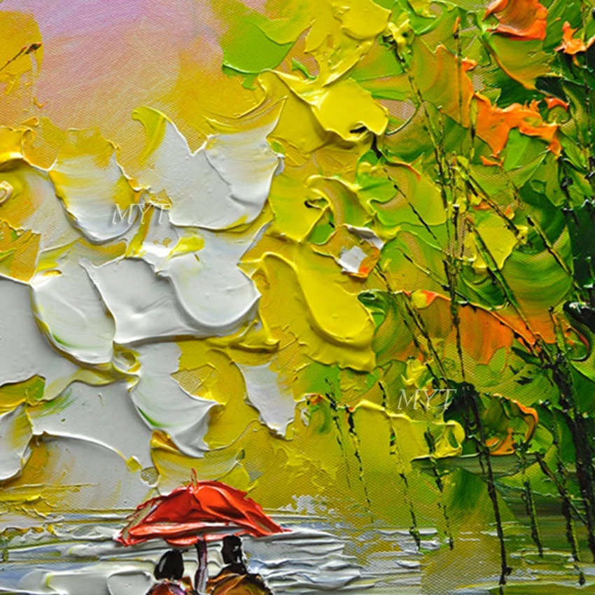 Дерево и любовник ручная роспись Экстра большая Абстрактная живопись