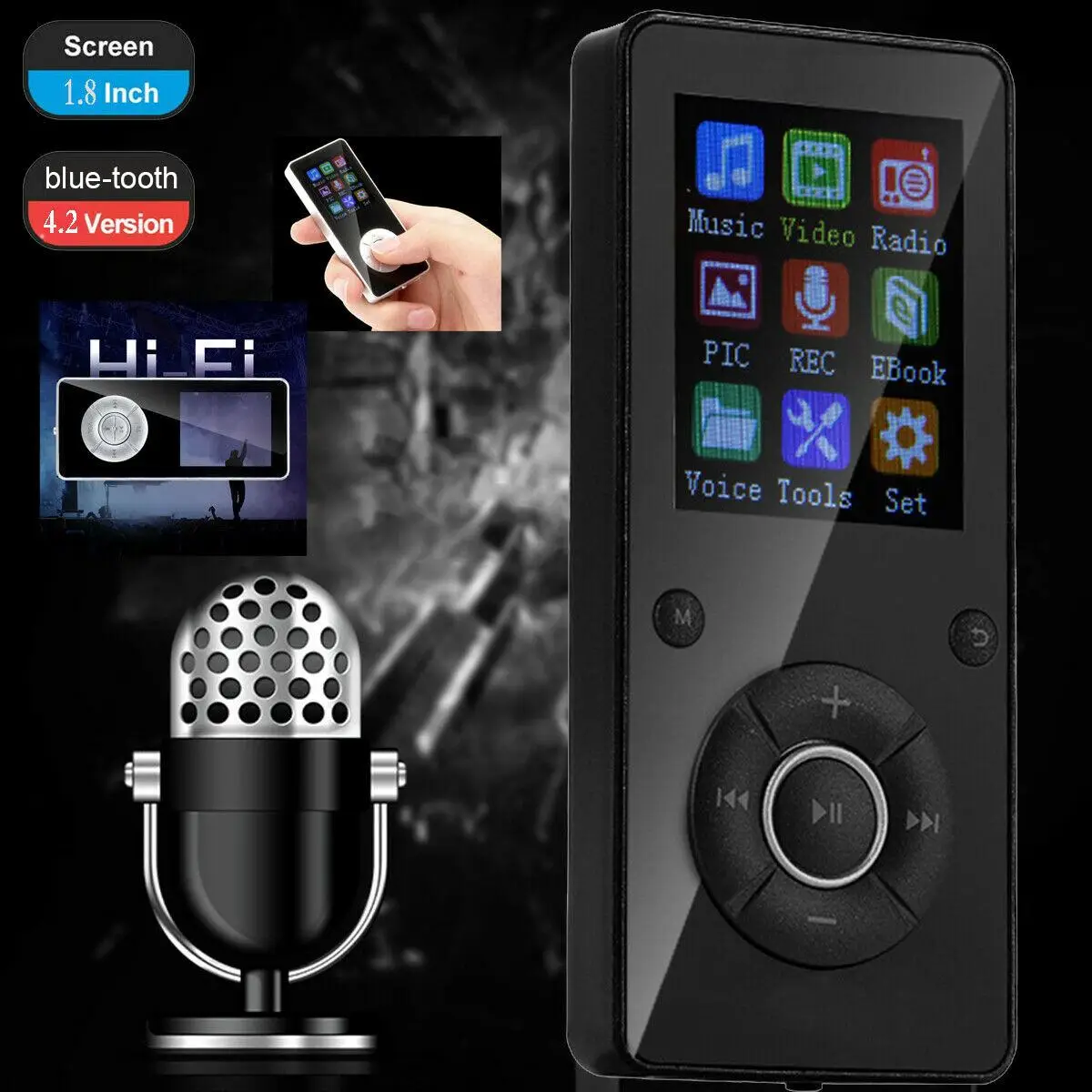 MP4 плеер с bluetooth Mp3 Mp4 музыкальный плеер портативный Mp4 медиа тонкий 1,8 дюймов fm-радио видео HIFI колонки 32 Гб