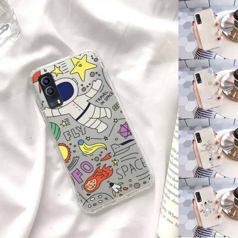 

Star Astronaut Phone Case Transparent For VIVO X 60 50 30 27 23 21 20 9 pro plus S i + Soft TPU Clear Mobile bags