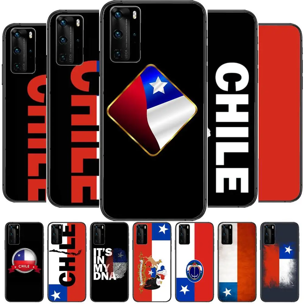 

Chilean flag Phone Case For Huawei P40 p30 P20 10 9 8 Lite E Pro Plus Black Etui Coque Painting Hoesjes comic fas