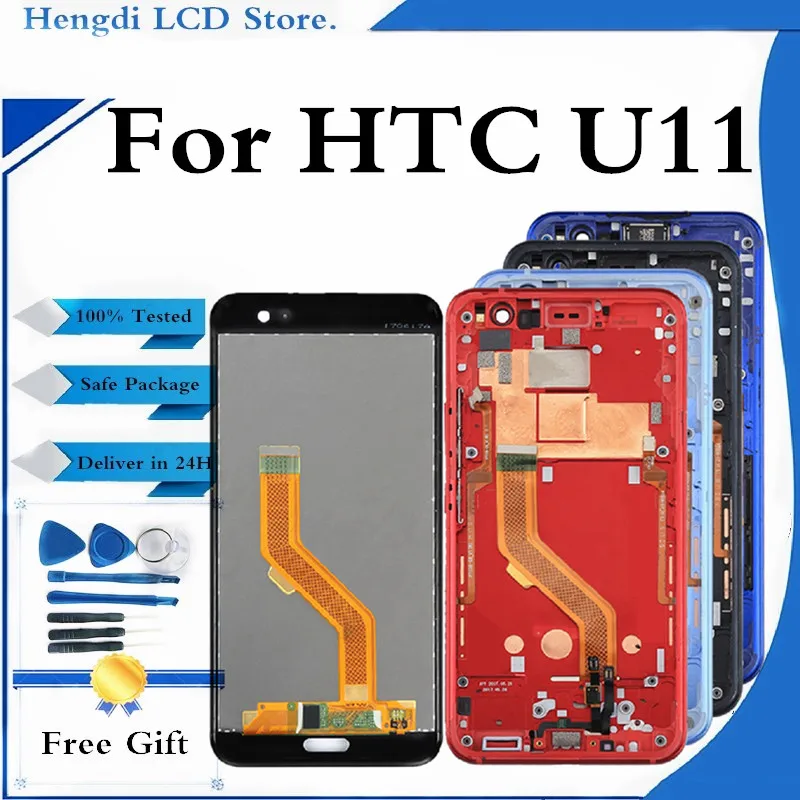 

For HTC U11 U-3W U-1W U-3U LCD Display Screen Touch Panel Digitizer For U11 LCDs Display With Frame