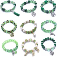 new imitation imitation pearl beads natural stone crystal bead glass bead beaded bracelet vintage tassel pendant bracelet