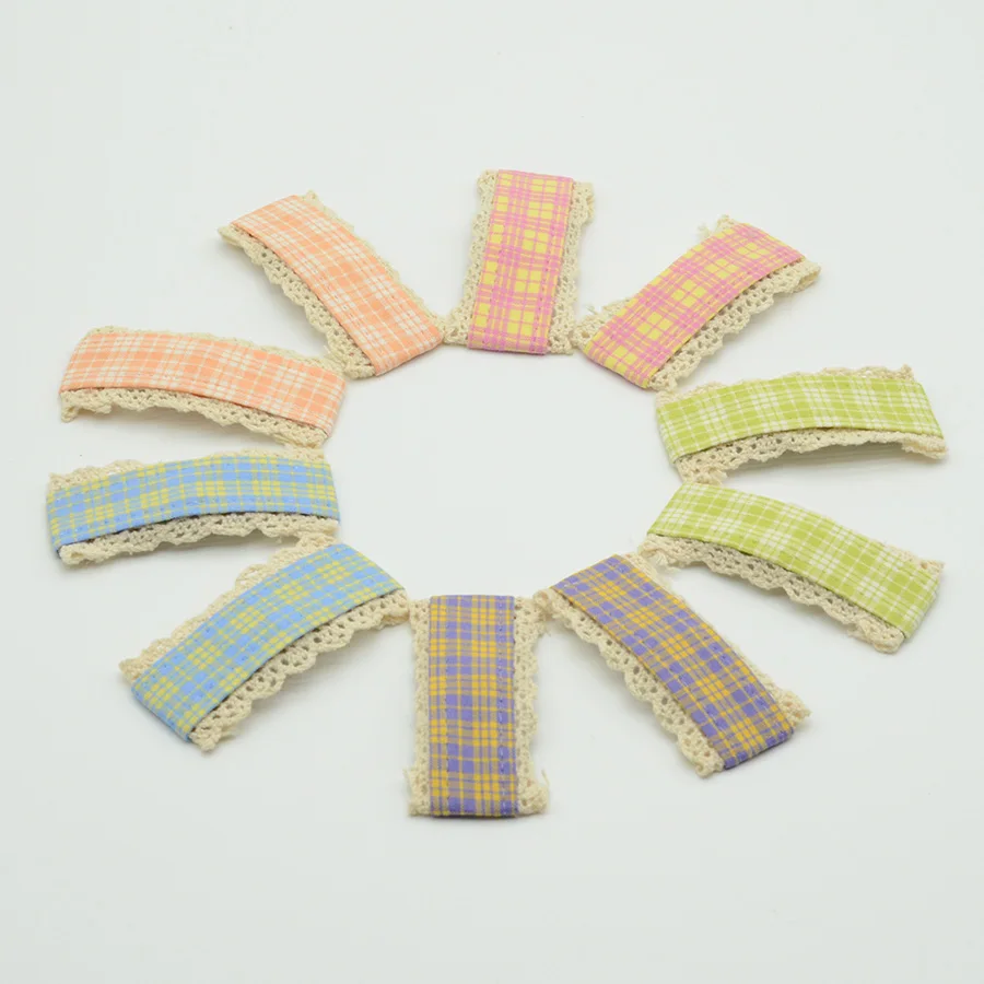 

20PCS 7cm 2.75 Inch Checked Rectangle Hair Clips Gingham Fabric Covered Metal Snap Clip Big Side Hairpins for Womens