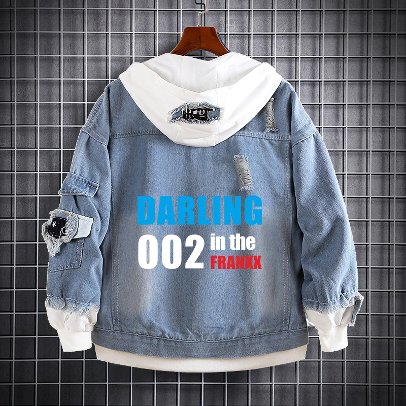 

Anime DARLING In The FRANXX Cosplay Costumes Hoodie Cowboy Coat Fake Two Jeans Adult COS Clothing Christmas Halloween Gift