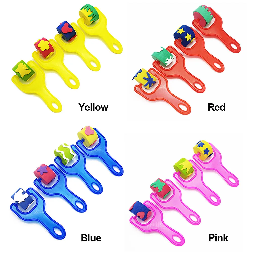 

4pcs DIY Stamper With Handle Roller Kids Toys Painting Tool Crafts Durable EVA