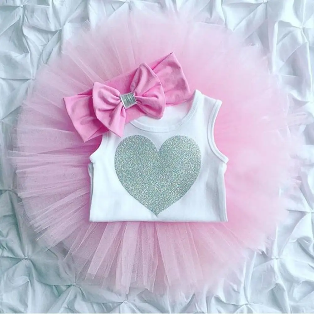 Комбинезон с рисунком сердца юбка-пачка и повязка на голову комплект круглым