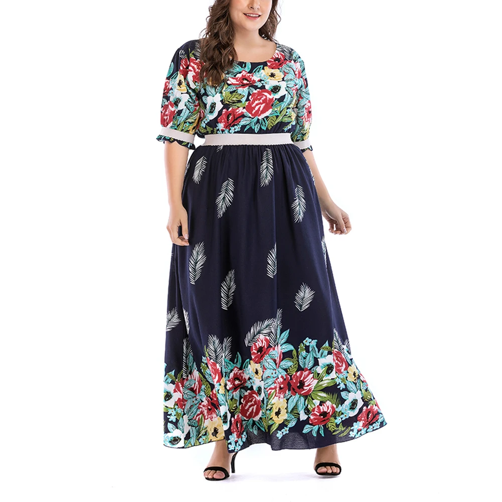 Женское шифоновое макси платье большого размера винтажные платья с цветочным