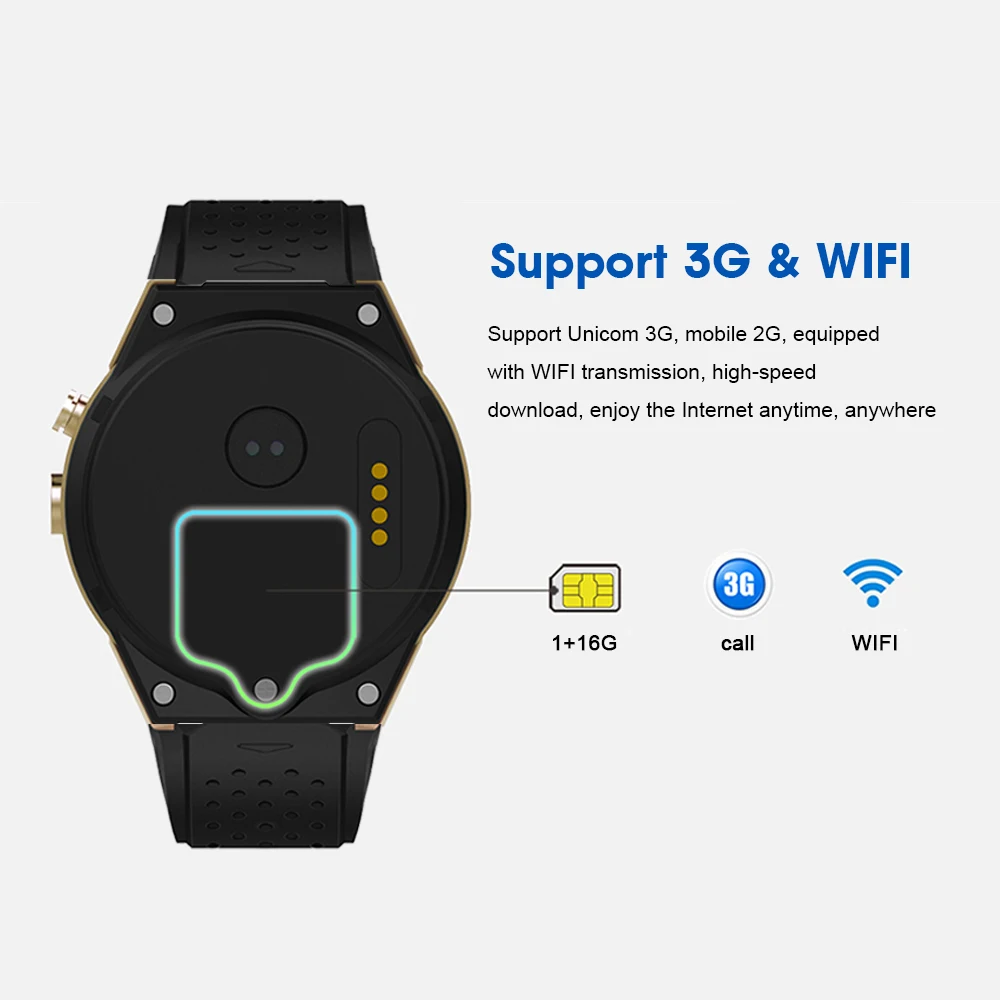 KW88 Pro 3G умные часы Android 7 0 с камерой 1 Гб + 16 спортивные SIM-карта WiFi GPS Bluetooth |