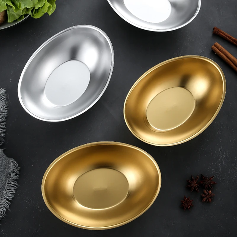 

304 Stainless Steel Creative Ingot Bowl Fruit Salad Food Container Kitchen Tableware Korea Dish Snack Plate Household Utensils
