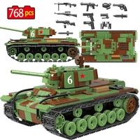 726pcs military ww2 soviet russia kv1 heavy tank blocks diy army vehicle building bricks toy for kids children