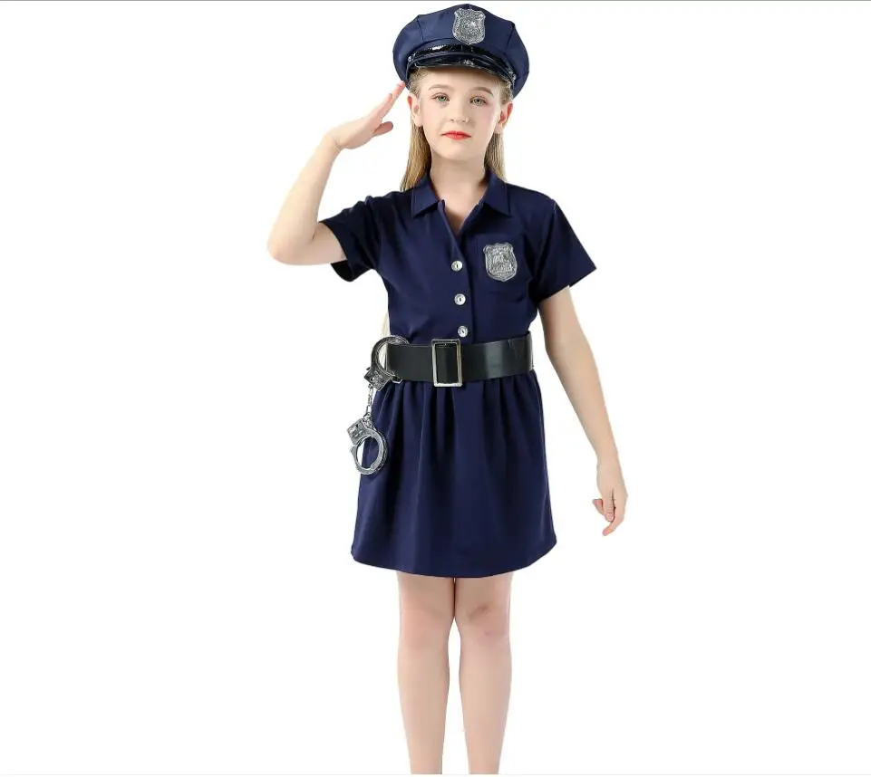 

Костюм Полицейского полицейского на Хэллоуин для девочек, детский костюм для ролевых игр, униформа полицейского, нарядное платье для вечер...