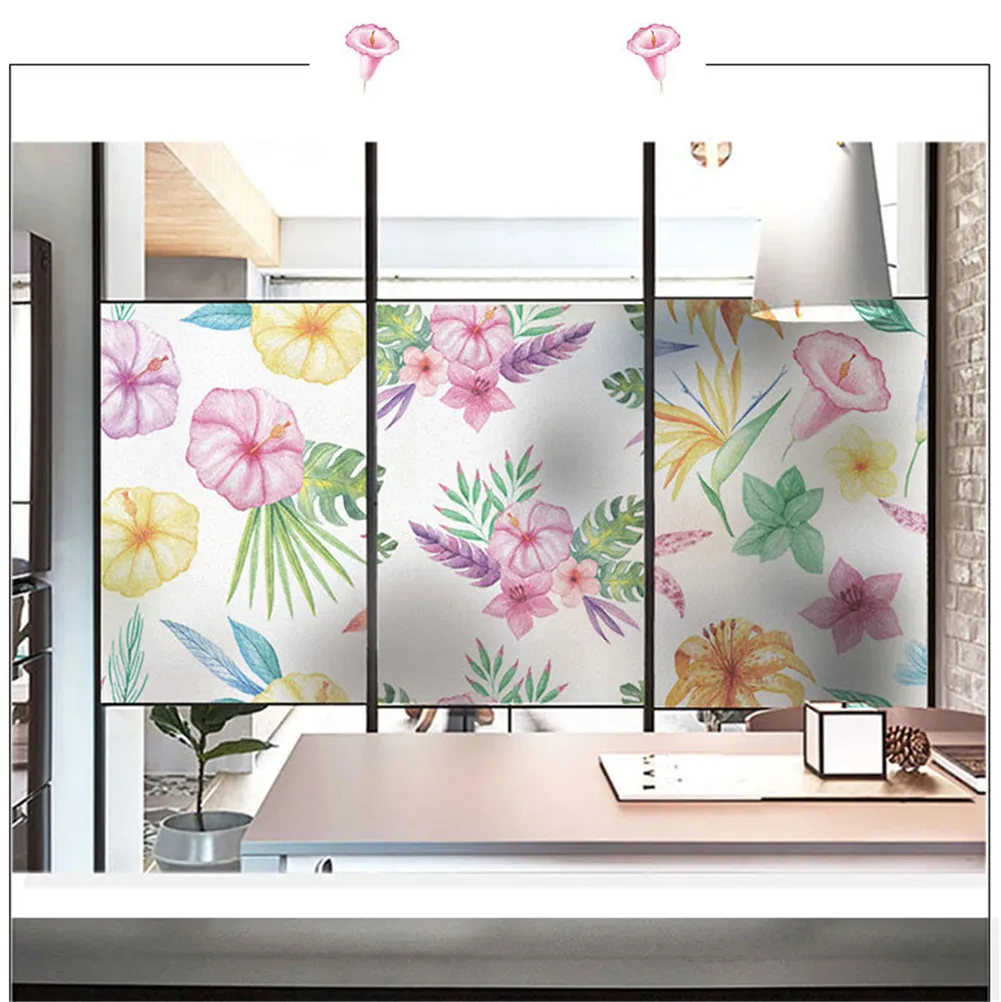

Window Film Privacy Flowers Glass Sticker UV Blocking Heat Control Window Coverings Window Tint for Homedecor