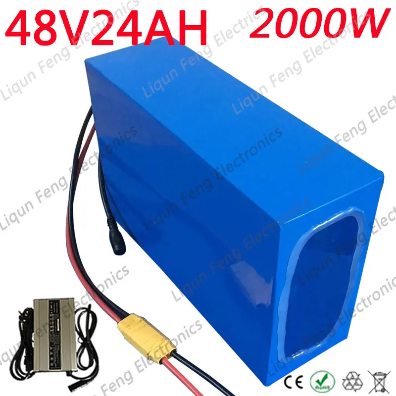 48V 1000W 1500W 2000W аккумулятор 24AH электрический велосипедный 24AHLithium с 54 6 V 5A зарядкой