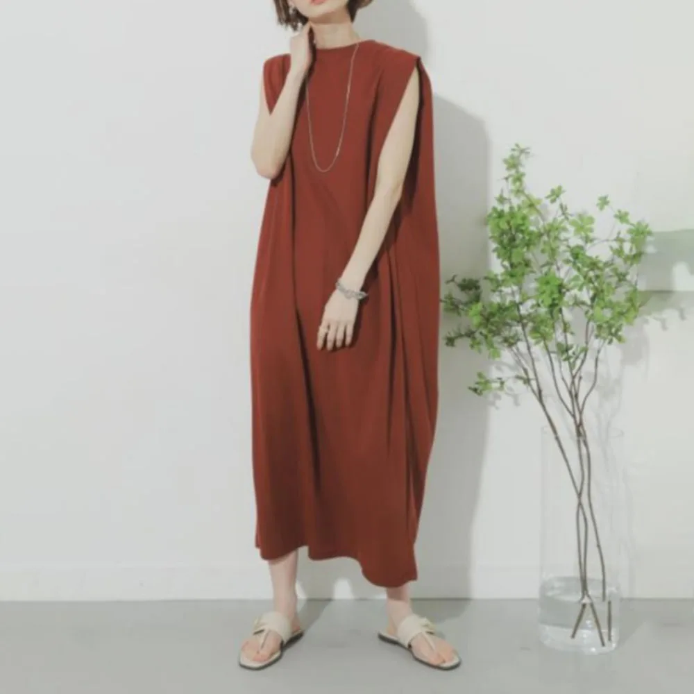 

Japan Style Summer 2021 Women's Dress Korean Fashion Temperament Loose Casual Simple Elegant Round Neck