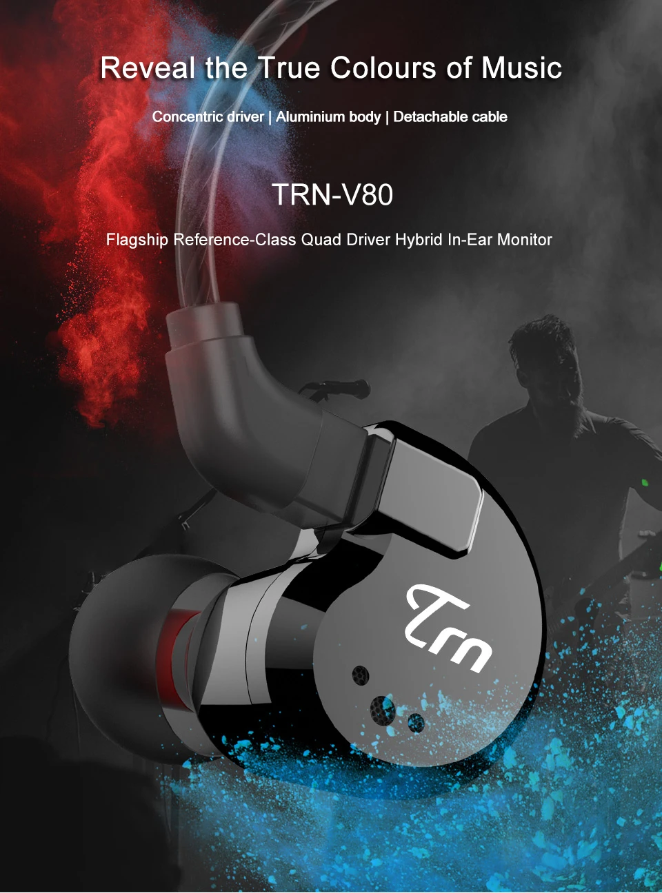 AK TRN V80 2BA+ 2DD Гибридный Металлический наушник в ухо IEM HIFI DJ монитор для бега спортивные наушники ушные наушники гарнитура наушники Im2/IM1 X6
