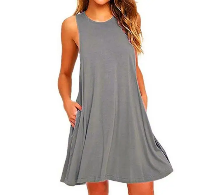 Платье женское черное синее с коротким рукавом и о-вырезом | Женская одежда