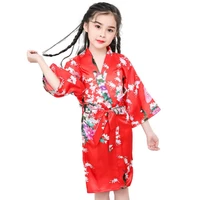 comfortable girls children long sleeve floral printing dressing gown bath robe sleepwear for home daily wear