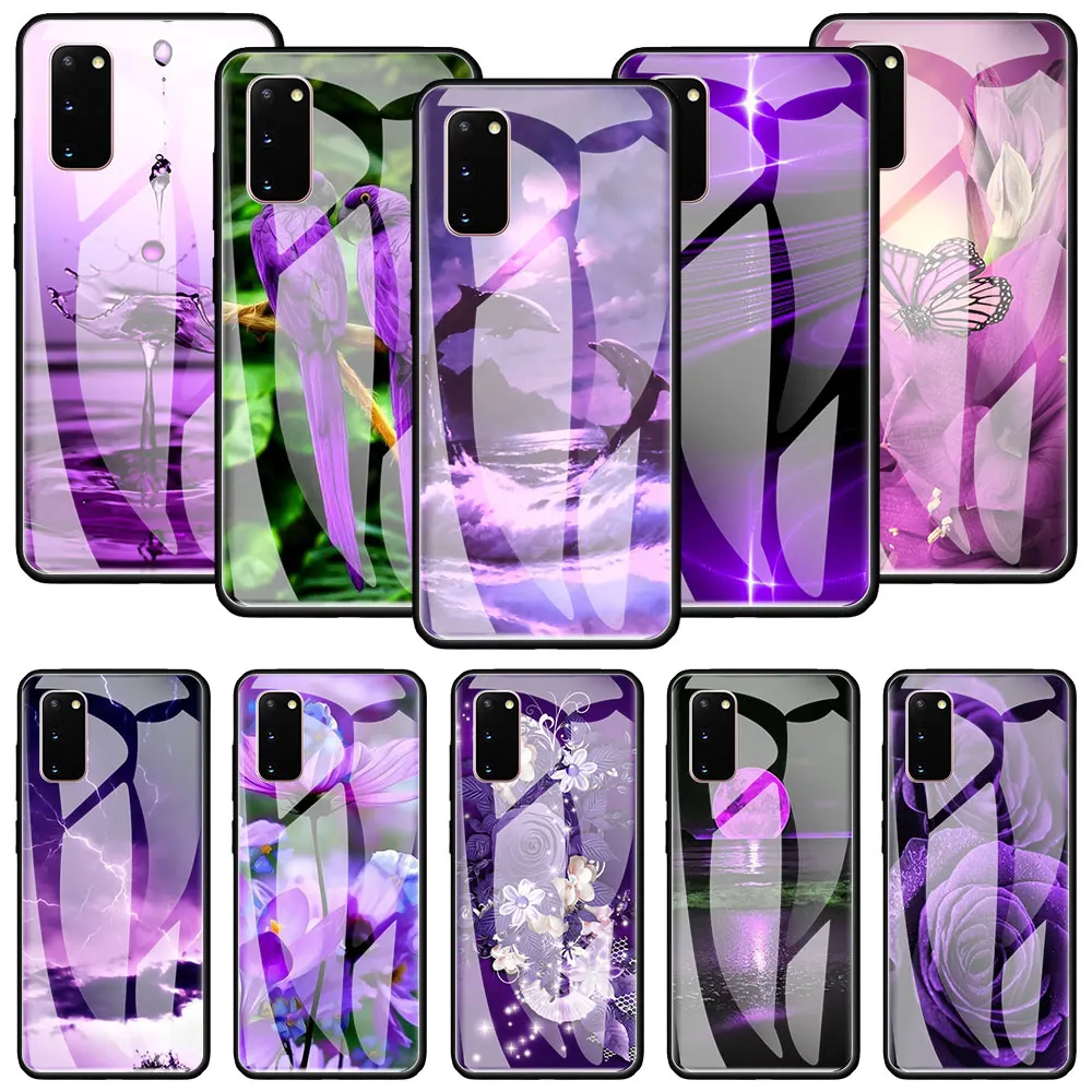 

Glass Case For Samsung Galaxy S20 FE S10 S9 S8 Plus Note 20 Ultra 10 Lite 9 8 Shell Phone Cover Capa The Art Of Purple Coque
