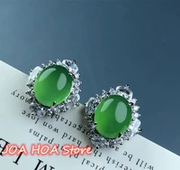 high quality 925 sterling silver inlays natural chalcedony agate ear studs eardrop jade perfect chain earring jewellery
