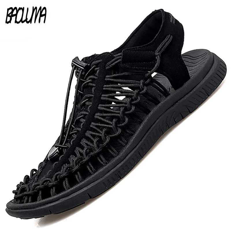 Сандалии мужские пляжные плетеные дизайнерские дышащие эластичные Босоножки