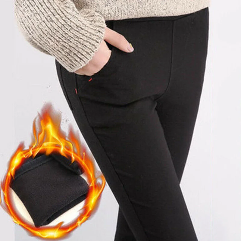 Новинка Женские теплые флисовые леггинсы с подкладкой Обтягивающие брюки