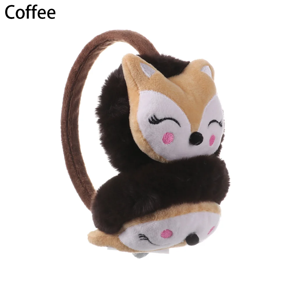Fox-coffee Зимние наушники для ушей, теплые милые Детские утепленные плюшевые наушники с единорогом, новинка, высокое качество, покрытие для ушей, теплые аксессуары, подарки для детей - Цвет: Fox-coffee