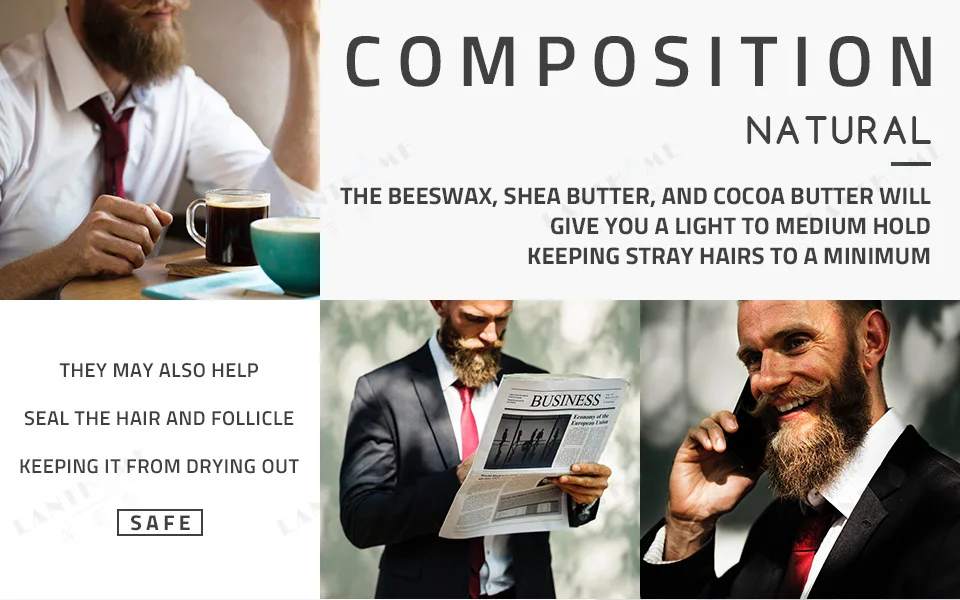 

Men Beard Oil Beard Balm Wax Moustache Moisturizing Smoothing Nourishing Repair Hair Root Beard Styling Grooming Care