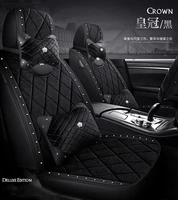 2021 winter season velvet warm car seat cover hot drilling crown graphics leather surround short plush cloth universal covers
