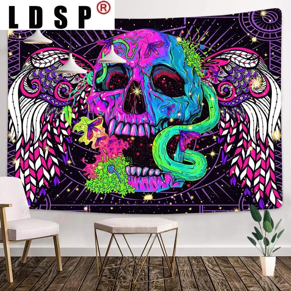 

LDSP Tapestry Psychedelic Day of The Dead Backdrop for Mexican Fiesta Sugar Skull Wall Hanging Tapestries for Living Room Decor