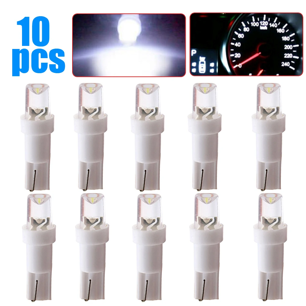 

10PCS T5 LED Lights Car Interior Light Auto Side Wedge Dashboard Gauge Instrument Lamp White LED Super Bright Bulb