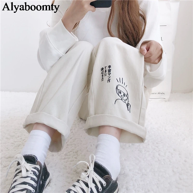 Японский консервативный Стиль Осень Весна женские брюки черный абрикосовый