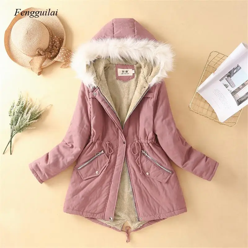 

Winter Cotton Coat Women Slim Snow Outwear Medium-long Wadded Jacket Thick Cotton Padded Warm Cotton Parkas