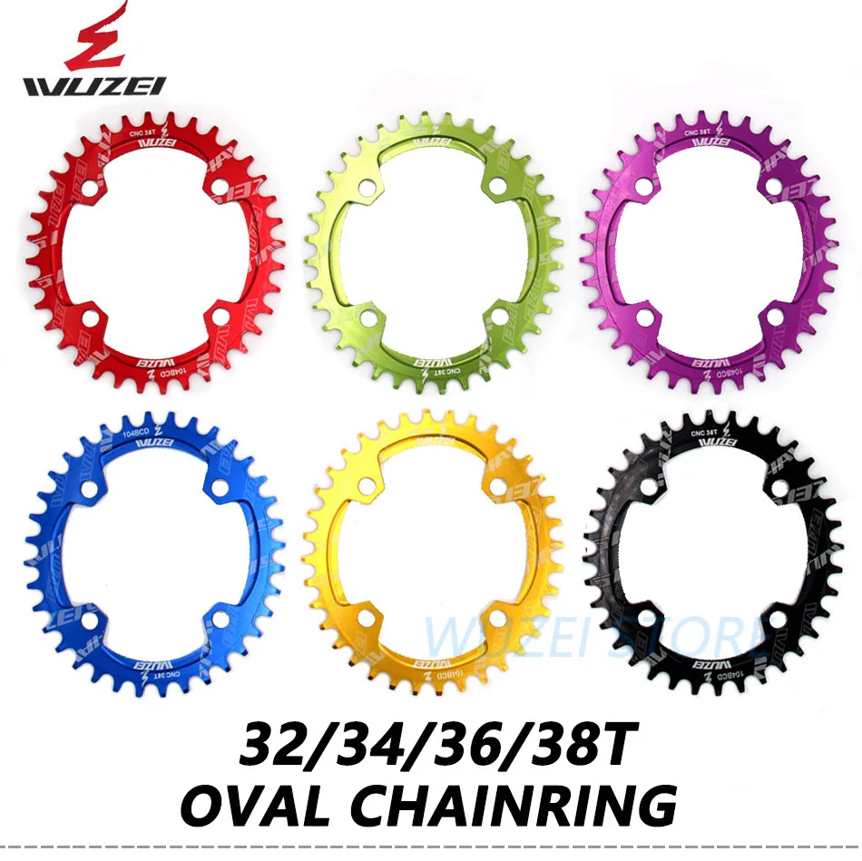 WUZEI 104BCD овальная узкая широкая Цепь 32 T/34 T/36 T/38 T MTB велосипедная Звездочка круг шатунная пластина велосипед из алюминиевого сплава запчасти