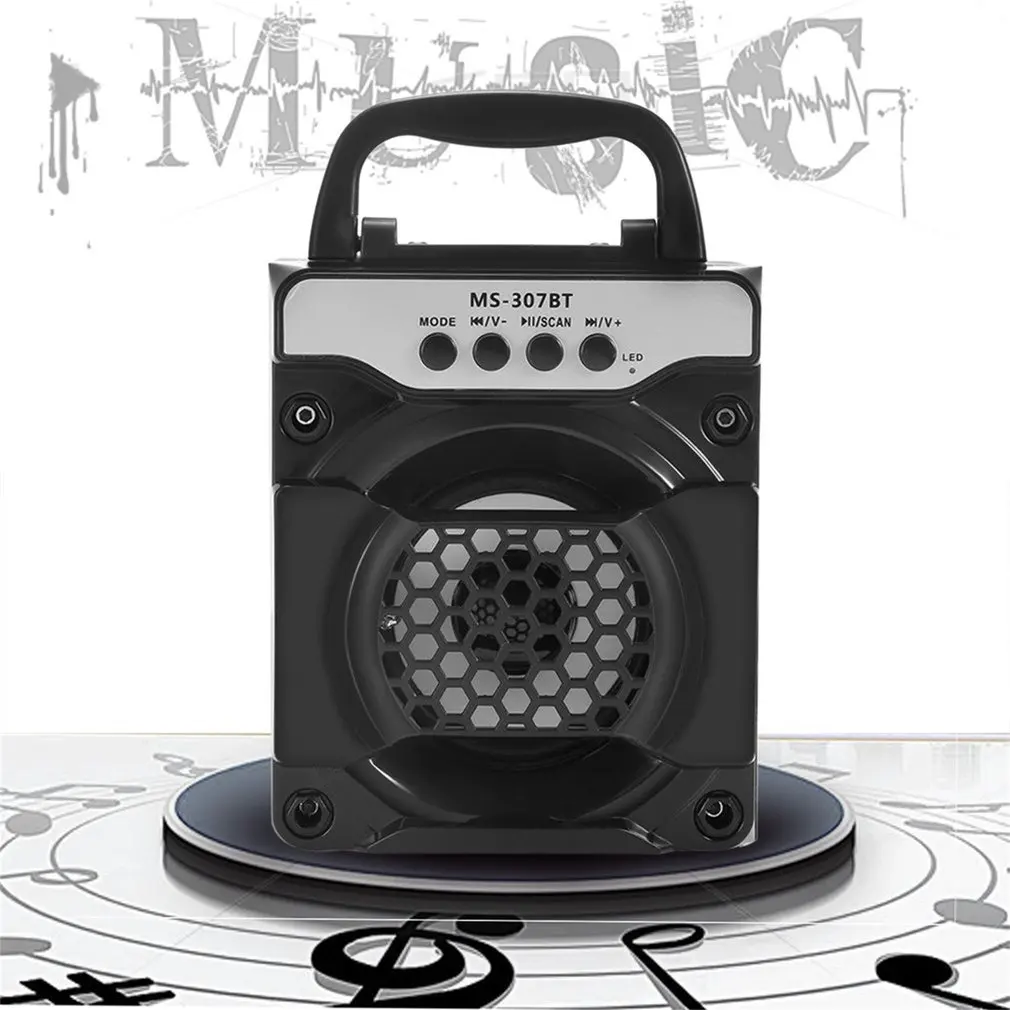 MS-307BT Portable Wireless Speaker With LED Lights AUX USB2.0 Support TF Card For Outdoor And Indoor | Электроника