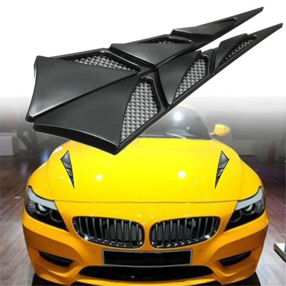 

1 Pair Car Simulation Vent Hood Decorative Stickers Black Silver Door And Waist Line Modified Trim Strip