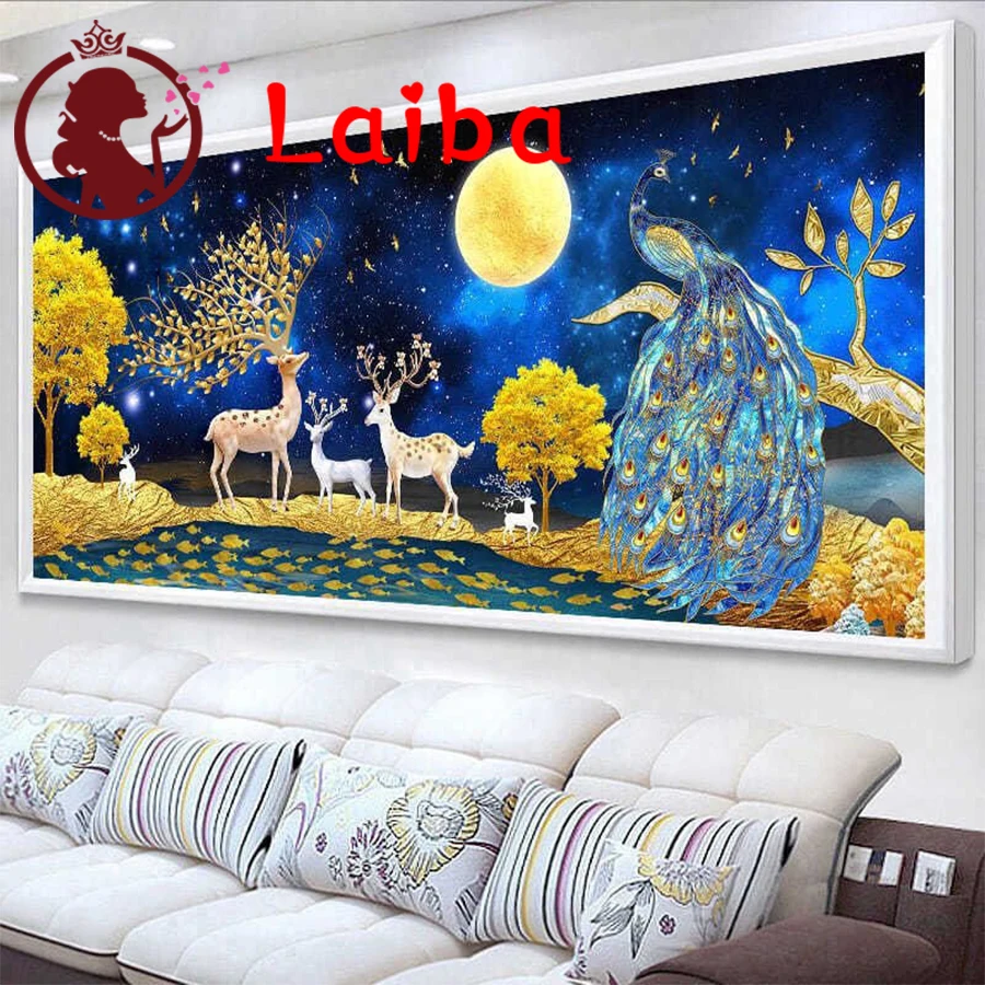 

DIY Diamond Painting Money tree golden deer, peacock Full Diamond Embroidery Mosaic Landscape Rhinestones Kits 5D Handmade Gift
