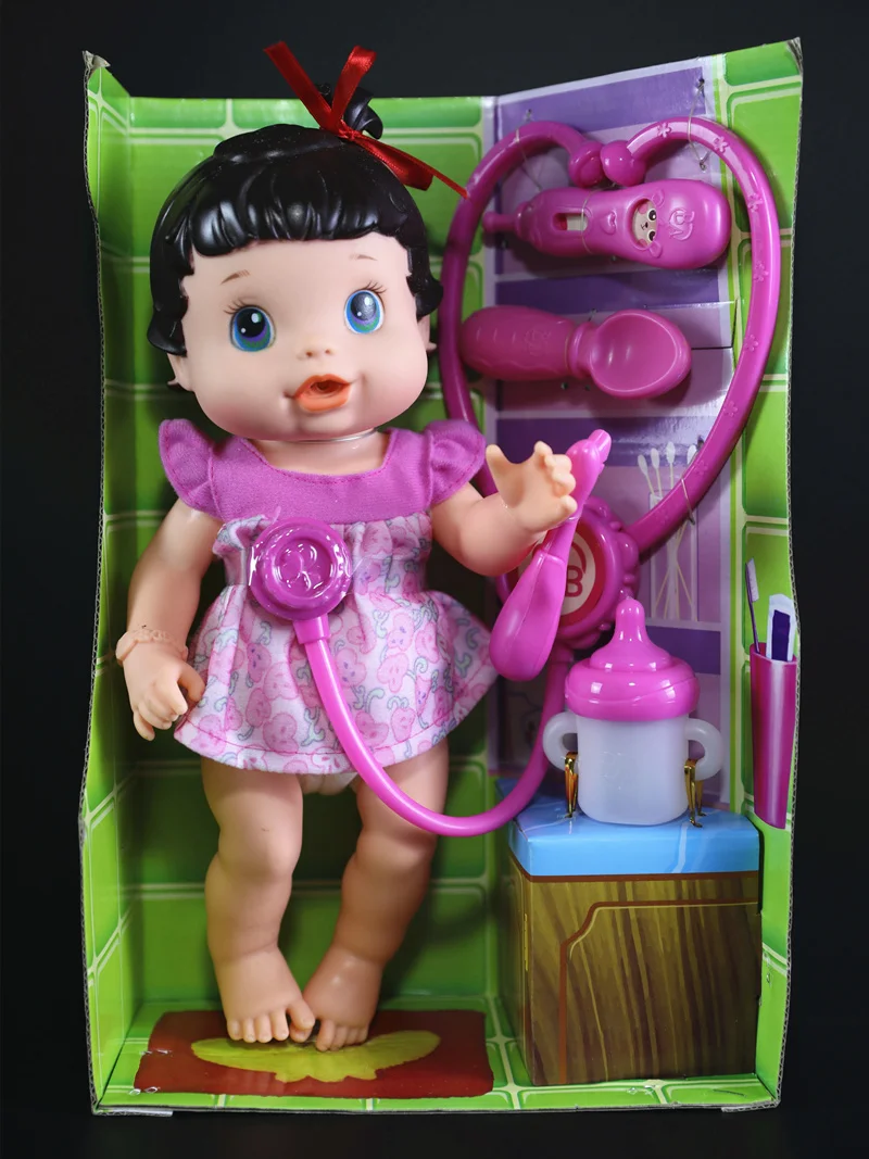 Кукла новорожденная 35 см с возможностью пить воду молоко менять одежду писать