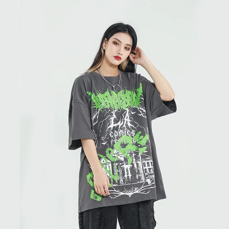 

ColdYingan 2021 Men T-shirt Top Summer Burst Print Lovers Short Sleeve Unisex T Shirt Punk Gothic Cotton Hip Hop T-shirt for Men