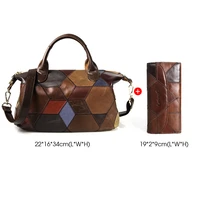 genuine leather purse handbags women composite tassel designer bag big top handle lady shoulder bags 2set tote vintage wallet