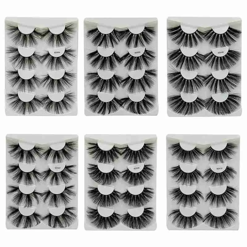 

4 Pairs 3D Mink False Eyelashes Fluffy Soft Eye Lashes Lashes Thick Long Handmad Fake Eyelash Extension Makeup False Eyelashes
