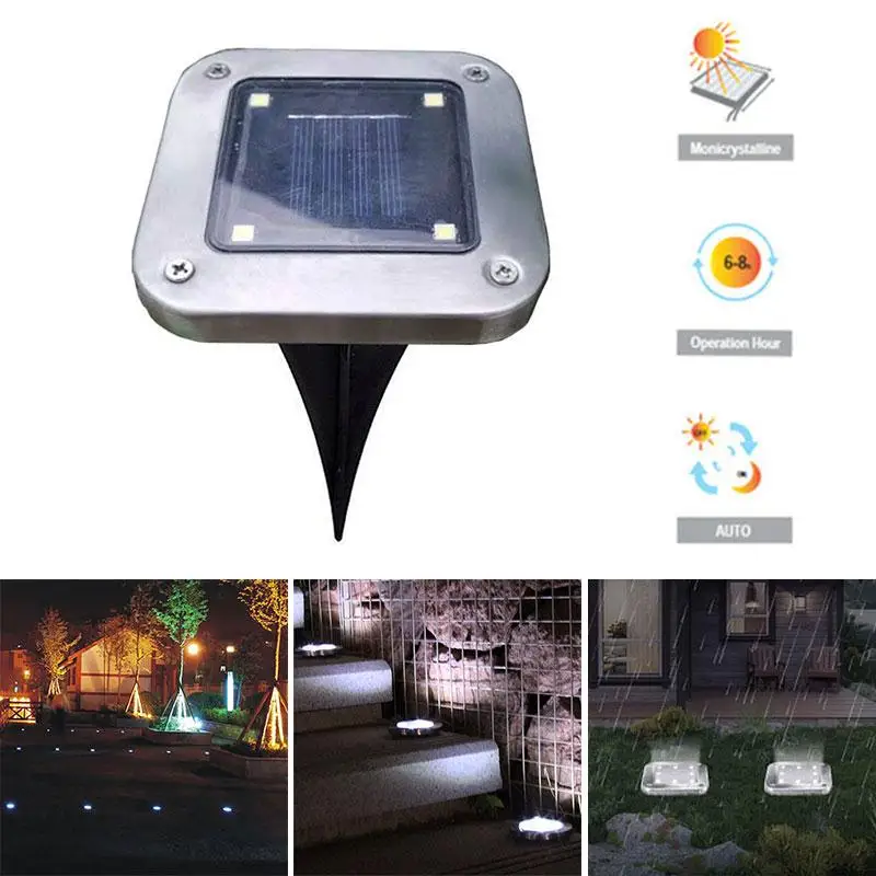 

Wedding Buried Light 4LED Home Outdoor Gutter Disk Lights Eco-Friendly Solar Power Light-Controlled Garden Decking Security