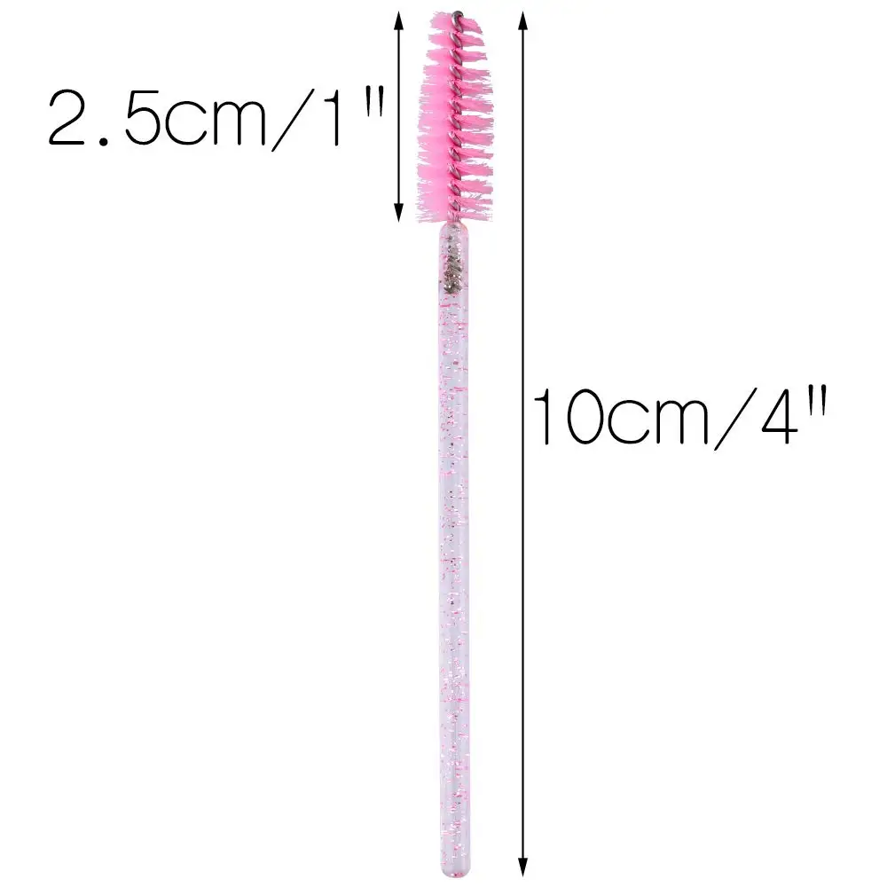 300 шт. блестящие розовые Одноразовые микро щетка для ресниц кристаллические