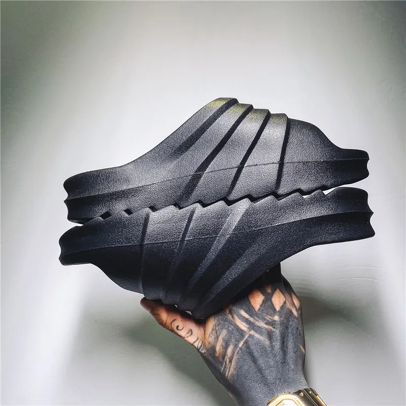 

YMT new couples thick summer men and women solid color interior fashion design saw-edge pleated EVA breathable flip-flops